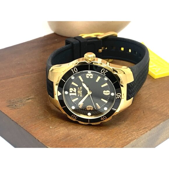 Invicta Women's Watch 17486 Angel Quartz Gold Black Rubber Band 38mm - Picture 9 of 15